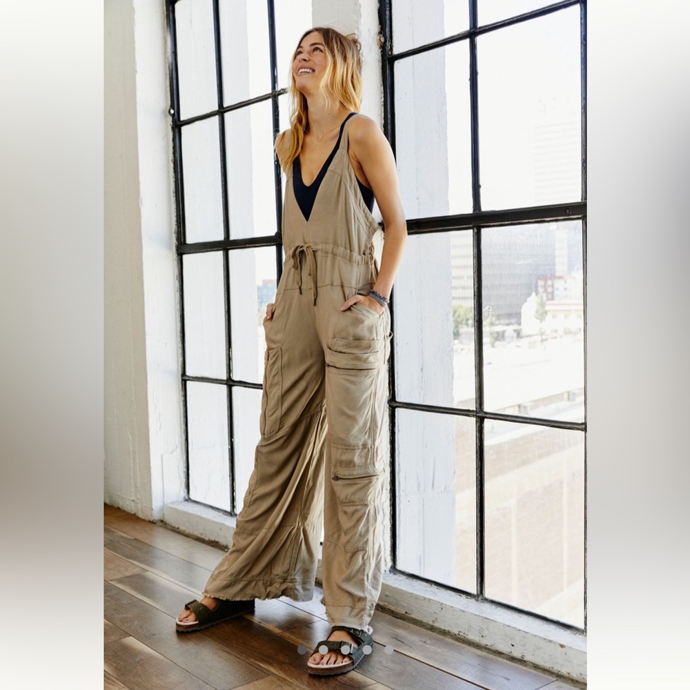 Free People Movement Southern Lights Wide Leg Cargo Overall Jumpsuit
